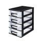 thumbnail image 1 of Armario de almacenamiento de cuatro niveles, tipo cajón, portátil, multifuncional, organizador de muebles (negro y transparente), 1 of 7
