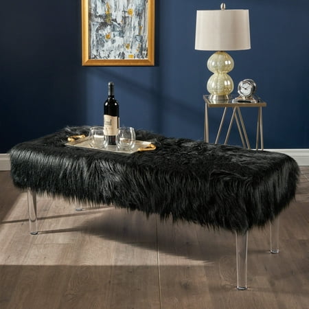 Christopher Knight Home Karren Glam Rectangle Faux Fur Ottoman Bench
