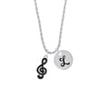 thumbnail image 2 of Delight Jewelry Silvertone Black Clef Silvertone Script Initial Disc - L - Charm Necklace, 20"+3", 2 of 4