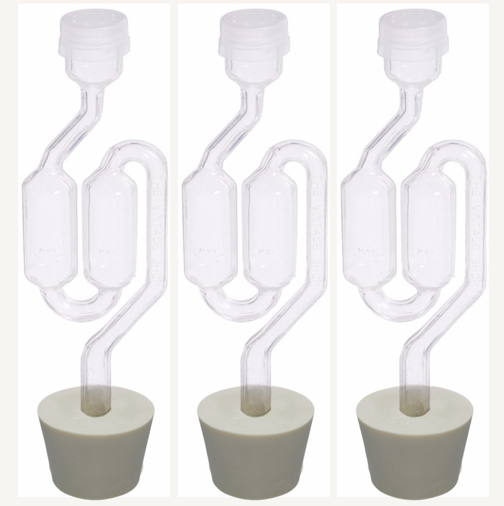 2-Pack S-Shape Twin Bubble Airlock With #6 Carboy Bung – Homebrew Wine Making