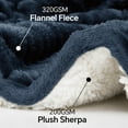 thumbnail image 2 of Sherpa Fleece Queen Size Blanket - Super Soft & Warm Striped Fleece, Cozy Plush Fluffy Large Bed Blanket All Season Use (Navy Blue, 90x90 Inches), 2 of 14