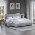thumbnail image 2 of Roundhill Furniture Lunara Gray Upholstered Platform Bed with Bun Feet, Queen, 2 of 8