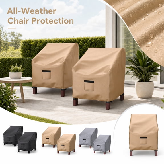Patio Furniture Covers 2 Pack Waterproof Adirondack Chair Covers All Weather Resistant Dustproof Tear Resistant 600D Oxford Cloth for Lawn Deck Backyard Outdoor Seating Areas