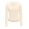 thumbnail image 6 of WERYOUNG Lace Layered T Shirts For Women Long Sleeve Casual Pullover Tee Outdoor Activities Stylish Top L, 6 of 7
