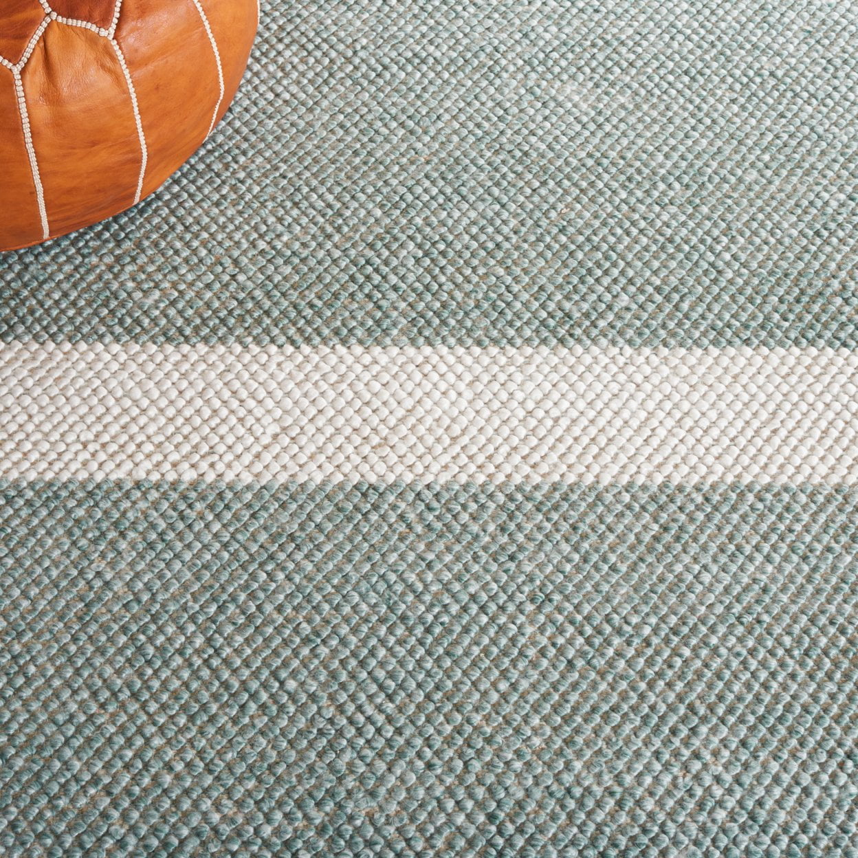 SAFAVIEH Natura Marina Striped Wool Area Rug, Turquoise/Ivory, 3' x 5'