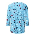 thumbnail image 5 of up to 60% off Gifts Usmixi Shirts for Women Casual Plus Size Loose Breathable Cute Tee Tops Summer Trendy Floral 3/4 Sleeve Round Neck Ladies Blouses Sky Blue l, 5 of 5