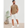 thumbnail image 2 of DARING DIVA Men's Henley V-Neck Colorblock Button Down Short Sleeve T-Shirt S Khaki, 2 of 7