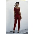 thumbnail image 2 of Women's Personality Off-Shoulder Short-Sleeve Pockets Lace-up Inclined Shoulder Romper, 2 of 2