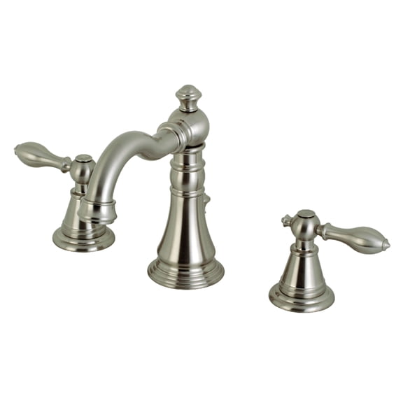 Kingston Brass FSC1978AL English Classic Two-Handle 3-Hole Deck Mount Widespread Bathroom Faucet with Pop-Up Drain in Brushed Nickel