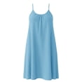 thumbnail image 6 of Lmueinov 2026 Women's Spaghetti Strap Gathered Neck Cotton Linen Shift Dress, Soft Breathable Loose Casual Daily Vacation Beach Mini Slip Dress S-2XL, 6 of 7