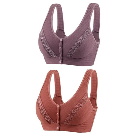 Itsame 2 Pack Everyday Casual Bra Set Womens Full Support Bra Tie Back Wireless Comfort Bralette Brown Size M