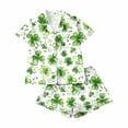 thumbnail image 4 of Tnhcen St. Patrick's Day Women's Pajama Set 2 - Piece Button Front Collared Irish Clover Print Short Sleeve Sleep Shirt & Shorts Milk Silk Spandex Pajamas S - 2XL, 4 of 6