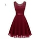 thumbnail image 4 of Sonducket Vestido de mujer Color sólido Encaje Empalme Fiesta Citas Retro Swing Vestidos Mezcla de algodón Moda Ropa casual M Blanco Vestidos L Rot, 4 of 6