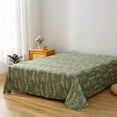 Floral Sage Green Queen Size Sheet Sets White Gingko Leave Print Plant Printed Bedding Sheets