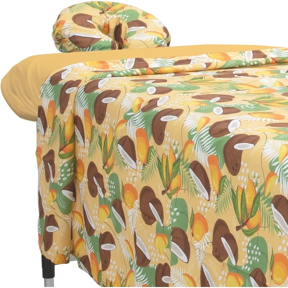 ForPro Premium Designer Microfiber 3-Piece Massage Sheet Set, Coco Mango, Ultra-Light, Stain and Wrinkle-Resistant, Includes Flat and Fitted Sheets and Face Rest Cover