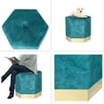 thumbnail image 4 of Joveco Vanity Stool Hexagon Ottoman Upholstered Footrest Footstool with Gold Plating Base, Accent Side Table for Living Room Bedroom Office (Blue), 4 of 15