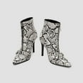 thumbnail image 5 of QQAMB Womens Kitten Heel Ankle Boots Pointed Toe Buckle Side Zipper Tassel Fall Winter Booties Shoes, 5 of 8