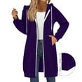 thumbnail image 4 of Cardigan Sweaters For Women Long Zip Up Double Zipper Fleece Jacket Sweatshirts Fall Winter Fashion Clothes Polyester Coats 1Pc Purple M Sweaters For Women, 4 of 8