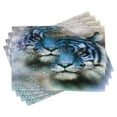 thumbnail image 1 of Ambesonne Animal Place Mats Set of 4, Blue Art Savannah Tigers, Standard Size, White Black Blue, 1 of 6