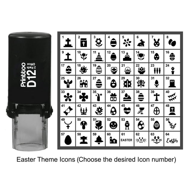Printtoo Personalized Easter Theme Icons Round Rubber Stamp Self Inking Stamper 12 mm-Red