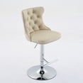 thumbnail image 4 of Swivel PU leather Barstools Adjusatble Seat Height from 25-33 Inch, Chrome base Bar Stools with Backs Comfortable Tufted for Home Pub and Kitchen Island, Beige,Set of 2, 4 of 6