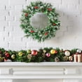thumbnail image 3 of Gymax 24'' Pre-lit Artificial Christmas Wreath Decorative Snow Flocked Wreath, 3 of 10