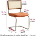 thumbnail image 2 of Stool, Retro Dining Chairs with Rattan Backrest Rattan Chair with Stainless Steel Frame Faux Leather Dining Chairs for Kitchen Living Room Dining Room(Orange), 2 of 7