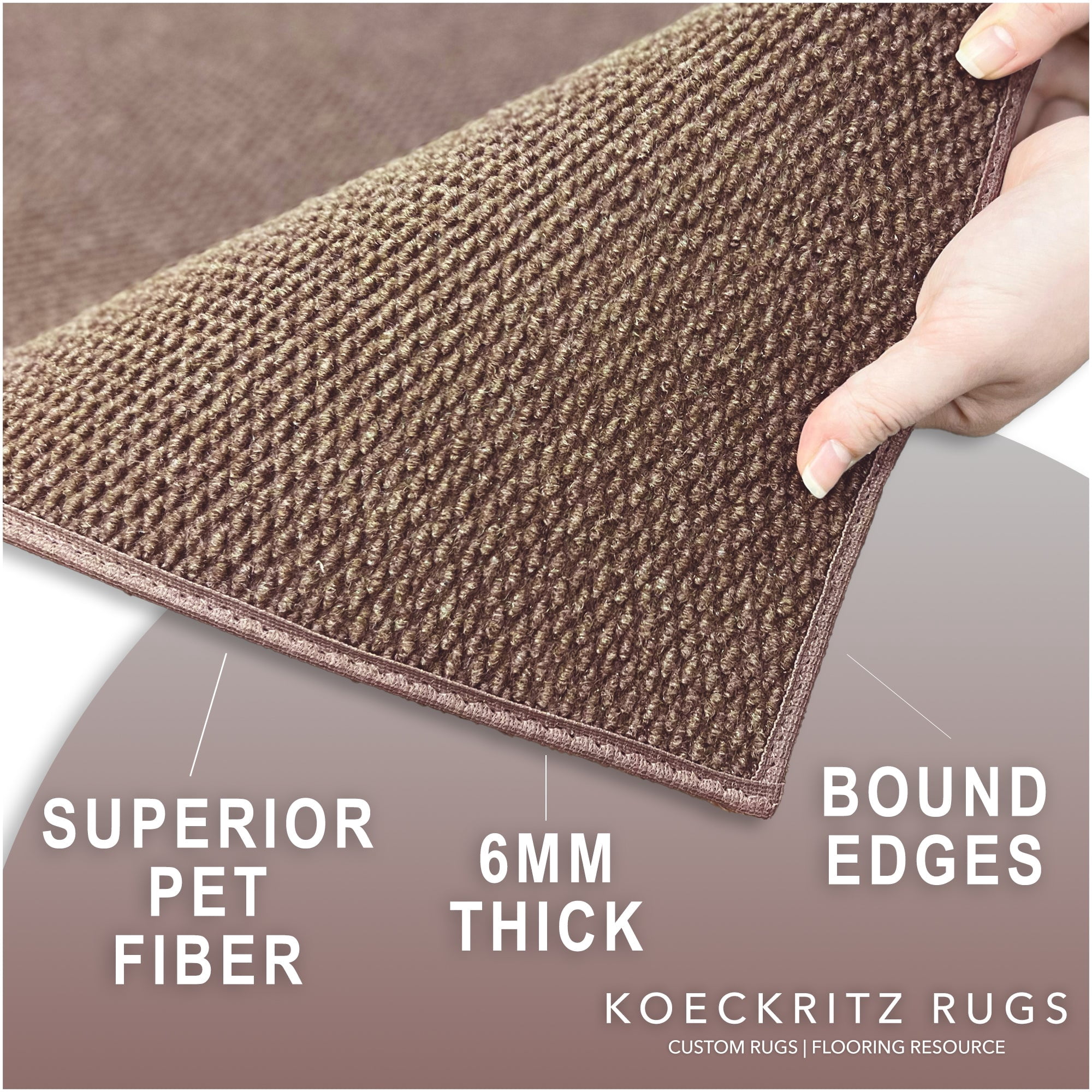 Koeckritz Rugs 3'x10' Soft Indoor/Outdoor Espresso Bound Area Rug Lightweight, Easy to Clean & Move
