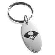 Stainless Steel Satake Samurai Crest Engraved Small Oval Charm Keychain Keyring