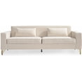 thumbnail image 2 of US Pride Furniture Aesthetic Velvet Sofas for Living Room 3 Seater Couch with Classic Modern Appeal and Luxurious Soft Comfort Easy to Maintain 85.8Wx30.7Dx31.5H Beige, 2 of 3