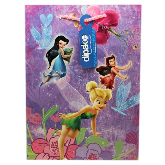 Disney Fairies Tink, Rosetta, and Silvermist Violet Floral Medium Size Gift Bag