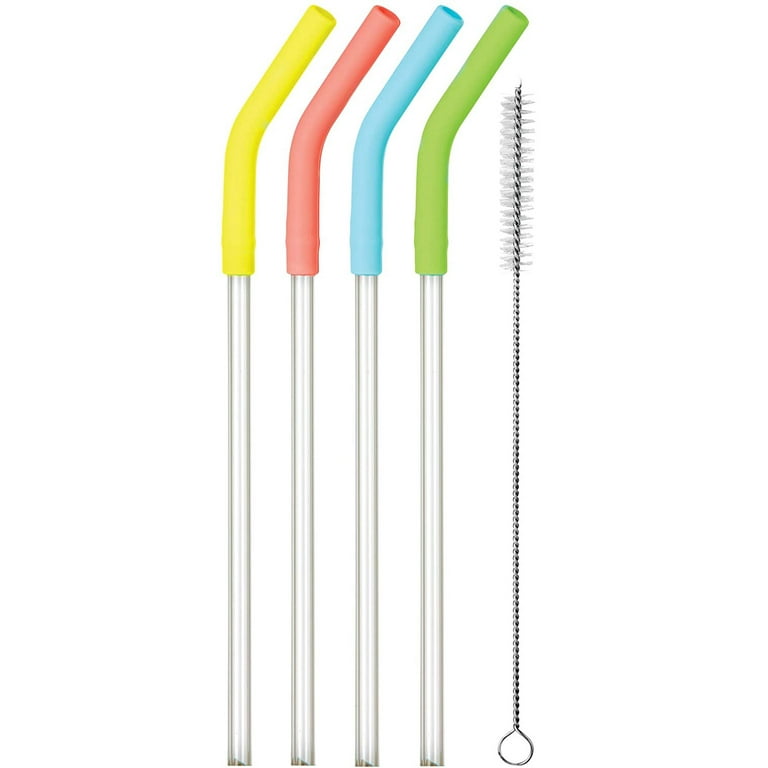 Casewin 5 PCS Reusable Glass Straws,8mm Glass Straws Colorful