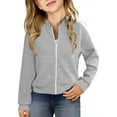 thumbnail image 3 of Mgmyaa Girls Bomber Jacket No-Hood Zip Up Jacket Long Sleeve Pockets Warm Coat for 5-14 Years, 3 of 6