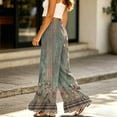 thumbnail image 4 of Sewkxo Womens Wide Leg Pants Drawstring Elastic High Waisted Ruffle Hem Palazzo Pants with Pockets,Green 2XL, 4 of 6