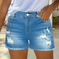 thumbnail image 4 of FUNUONY Jean Shorts Womens High Waisted Stretchy Mom Two Buttons Frayed Raw Hem Ripped Denim Shorts Distressed Shorts for Women Denim Pants Womens Jeans Spring Break Fashion Beach Vacation Clothes Su, 4 of 6