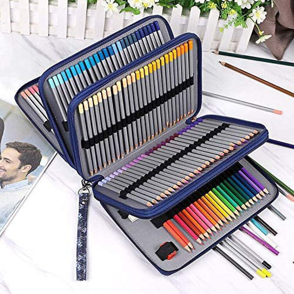 YZK 200 Slots Colored Pencil Case-Twill Oxford Pencil Holder with Zipper  Closure Colored Pencil Organizer for Watercolor Pens or Makers Large  Capacity