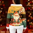 thumbnail image 4 of Women's Casual Fashion Long-Sleeve Zip-Up Fleece Hooded Cardigan with Christmas Print, Cozy and Warm for Winter Season,Yellow,XL, 4 of 8