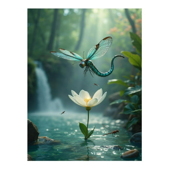 Diamond Art Kit for Adults, Dragonfly Serenity Over Water Lily Diamond Painting for Adults Beginners, 5D DIY Diamond Art Painting Kits, Colorful Diamond Painting Craft for Home Decor 12x16