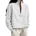 thumbnail image 3 of JFGHDG Women Half Zip Oversized Sweatshirts Long Sleeve Solid Color Drop Shoulder Fleece Workout Pullover White L, 3 of 8