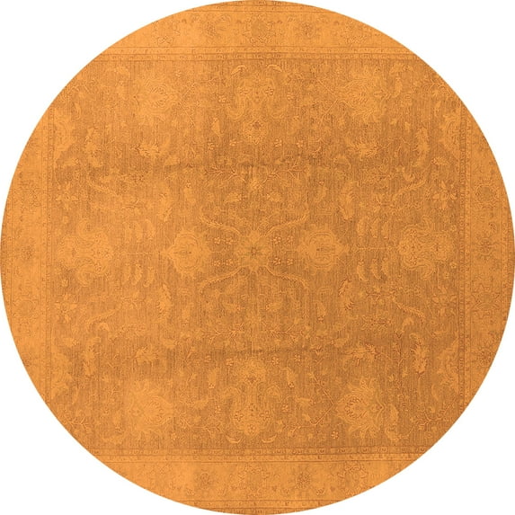 Ahgly Company Indoor Round Oriental Orange Industrial Area Rugs, 6' Round