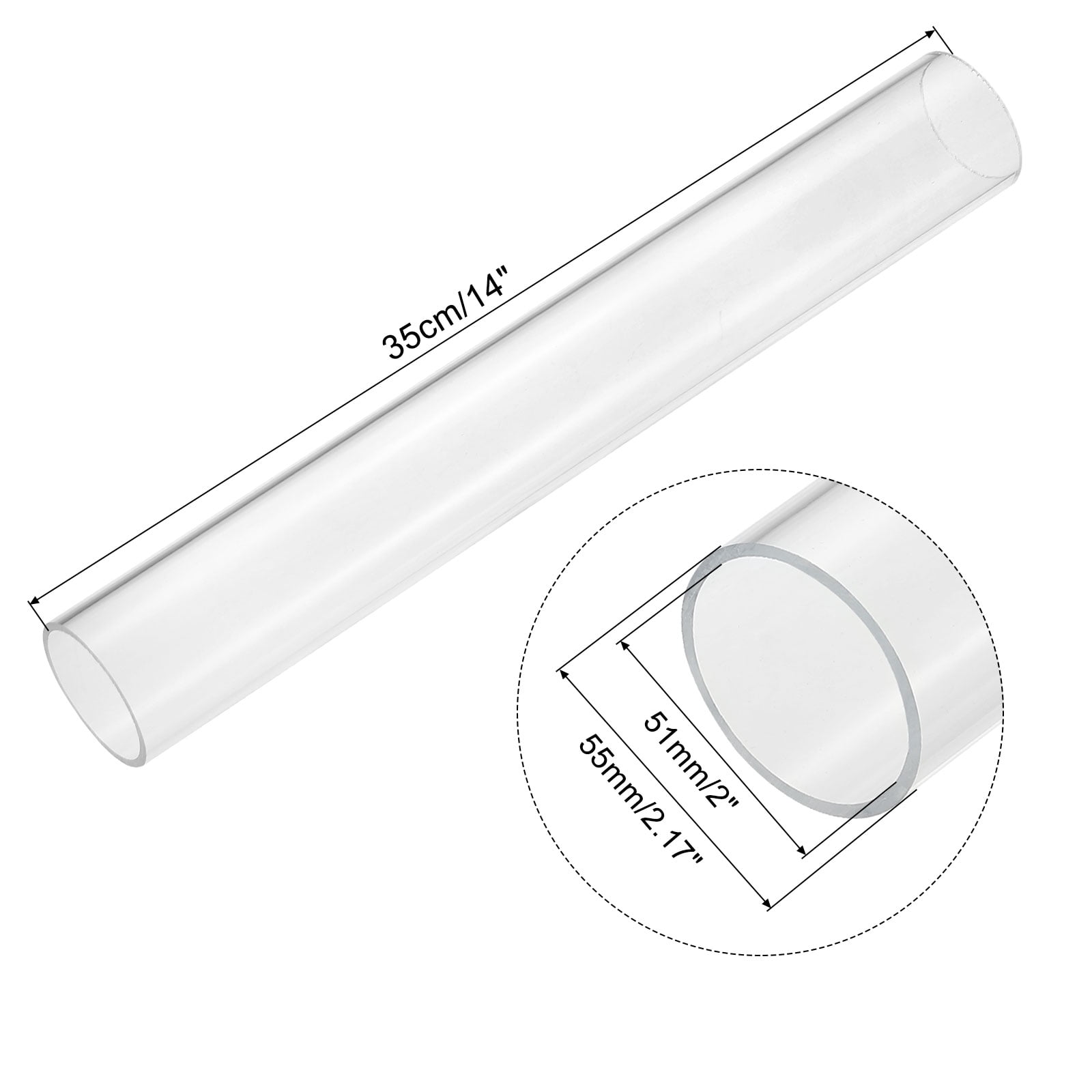 Unique Bargains Acrylic Pipe Rigid Round Tube for Lamp and Lanterns 2" ID 2.17" OD