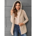 thumbnail image 3 of Generic Women's Fleece Hooded Outerwear Vests Sleeveless Cardigan Coat Fall Winter Clothes, 3 of 7