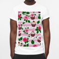 FVQL Cupcakes Pink Floral Big and Tall Cotton White Men's T Shirts