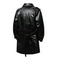 thumbnail image 4 of DAFPZW Men’s Leather Trench Coat Lapel Collar Classic Design Mid Length Motorcycle Jacket with Belt, 4 of 9