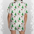thumbnail image 3 of JIANJIA Womens Pajama Sets Christmas ' Tree Print Silk Satin Lapel V Neck Short Sleeve Button Tops With Shorts Sleepwear Homewear, 3 of 5