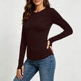 thumbnail image 6 of Solid Color Shirts For Women Women's Long-Sleeve Crew Neck Base Layer Top With Thumbholes Stretchy Fabric Wine L, 6 of 9