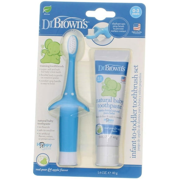 Dr. Brown's Infant-to-Toddler Toothbrush Set, 1.4 Ounce, Blue