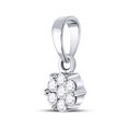 thumbnail image 2 of 14kt Or Blanc Femmes Ronde Diamant Fleur Cluster Pendentif 1/10 Cttw, 2 of 2