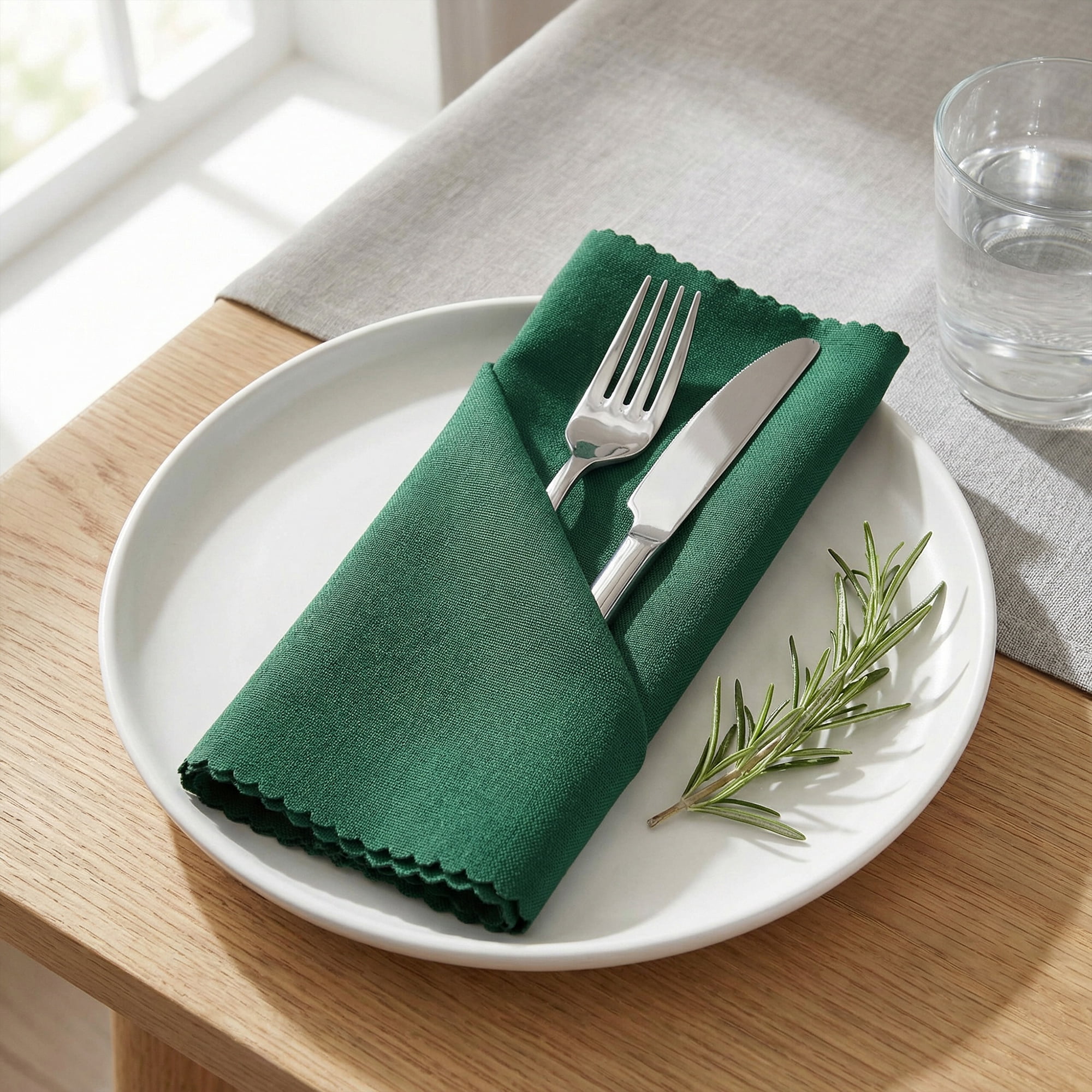 Unique Bargains 12Pcs Polyester Washable Cloth Napkins Dark Green 19x19inch