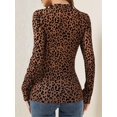 thumbnail image 6 of Womens Mesh Long Sleeve Tops Mock Neck Going Out See Through Shirts Sheer Blouses Clubwear Dark Brown S, 6 of 8